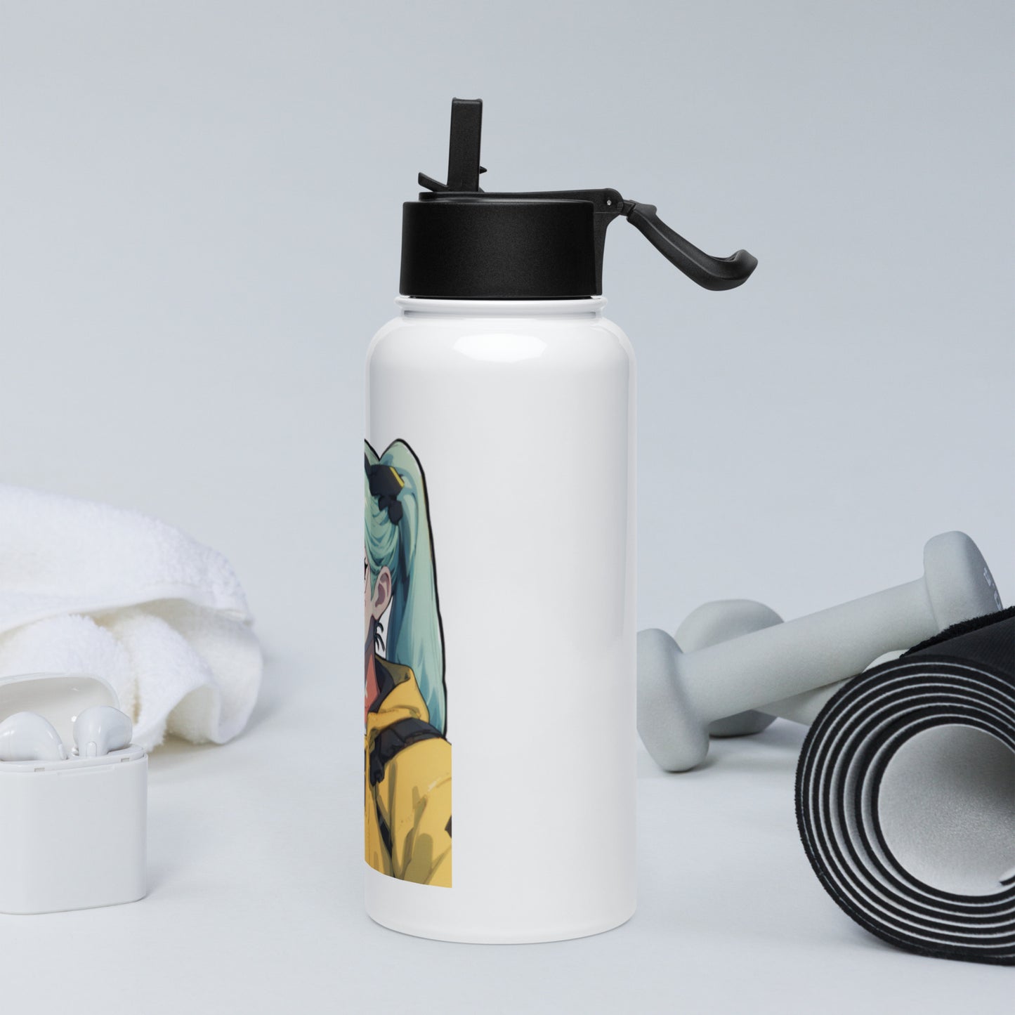 Rebecca Edelstahl-Wasserflasche mit Strohhalmdeckel